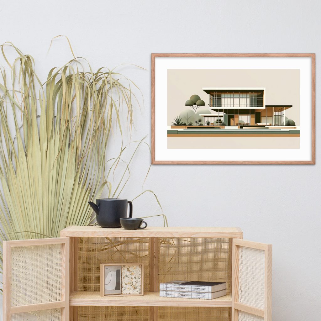 Minimalist interior with modern artwork and furniture.