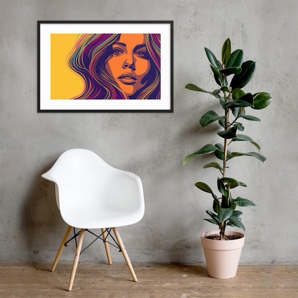 Modern artwork featuring a woman's face on vibrant canvas.