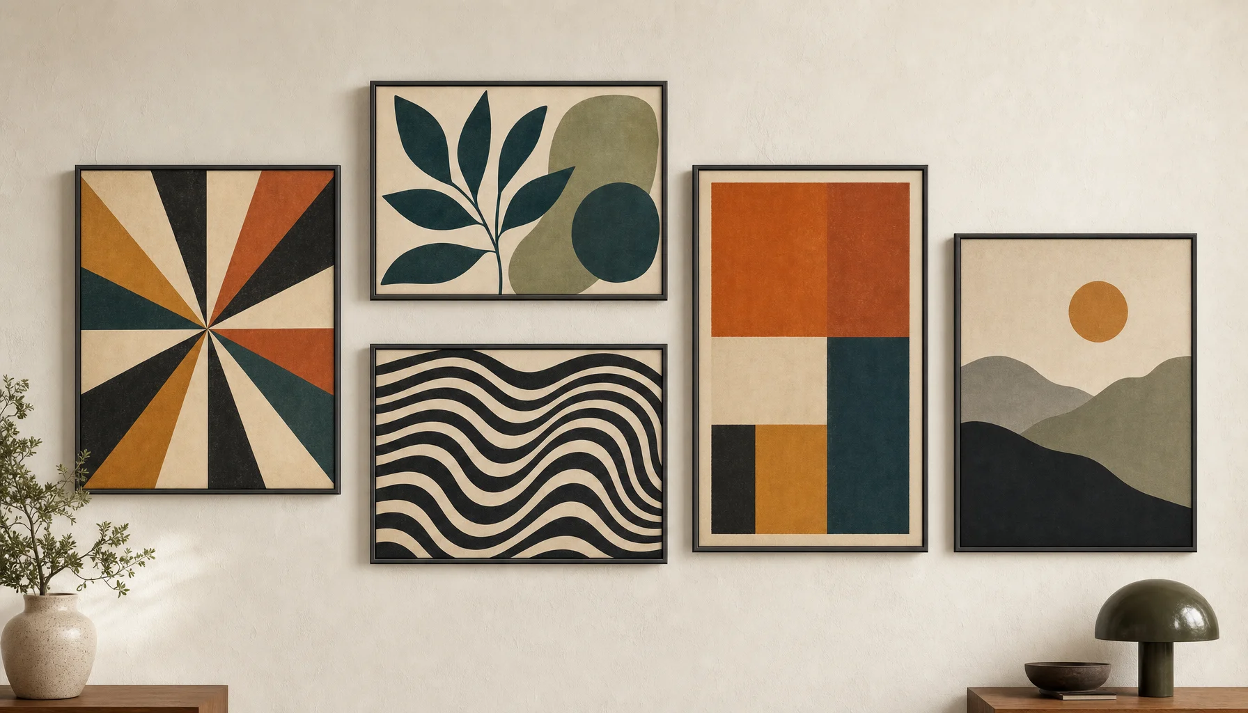 How to Create a Mid-Century Modern Gallery Wall: Layouts, Pairings, and Combinations